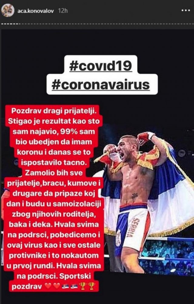 Srpski kikbokser ima koronavirus: Nokautiraću ga u prvoj rundi