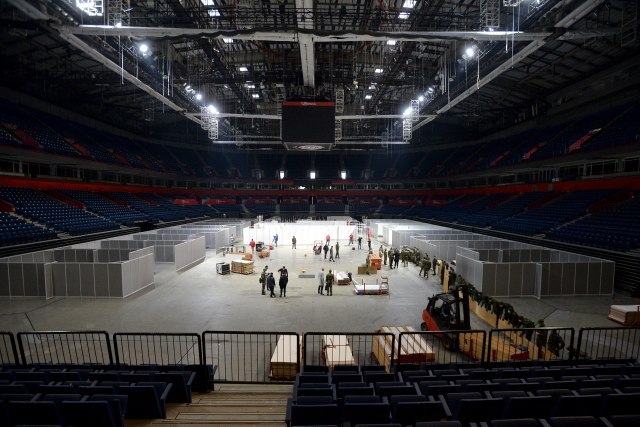 Arena becomes the fourth temporary hospital VIDEO