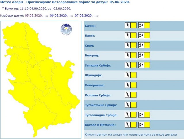 Foto: Printscreen/RHMZ
