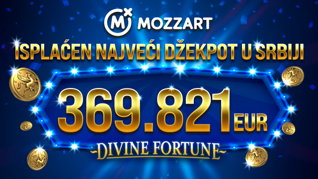 Mozzart isplatio najveæi džekpot u istoriji Srbije: 369.821 Evro!