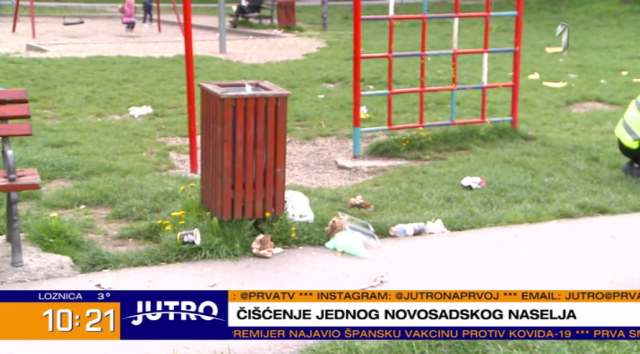 Čišćenje novosadskog naselja: Smeće oko kante za đubre, a kante i kontejneri prazni VIDEO