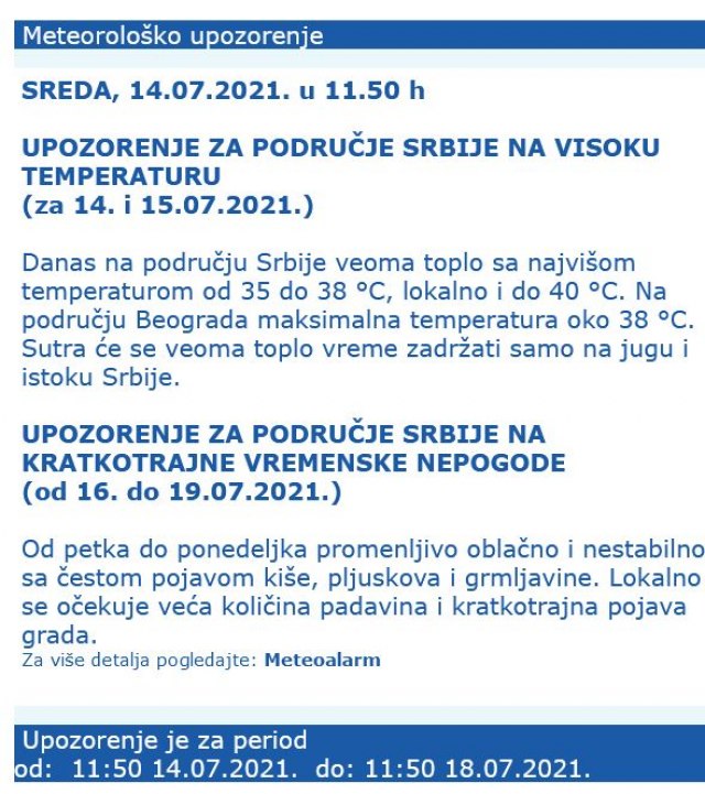 Foto: Printscreen/RHMZ