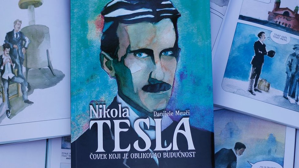 Naslovna strana grafièke novele &Nikola Tesla: Èovek koji je oblikovao buduænost&/Komshe