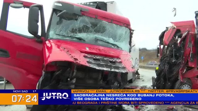 Sudar kamiona na obilaznici oko Beograda: Èetiri osobe povreðene VIDEO