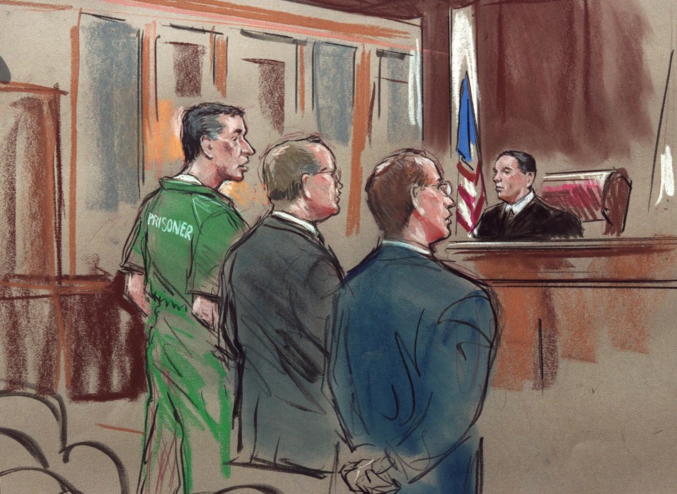 Crtež Hensona (levo) na jednom od njegovih prvih roèišta u sudnici/Getty Images