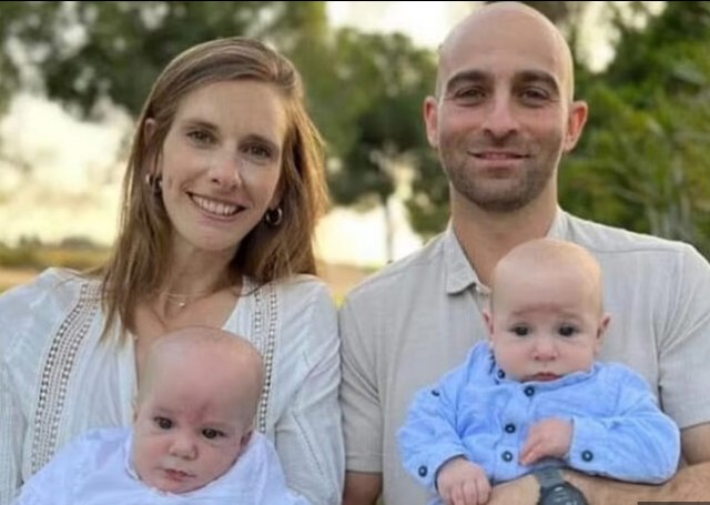 Young Israeli couple Berdichevsky hid their 10-month-old twins in a bomb shelter