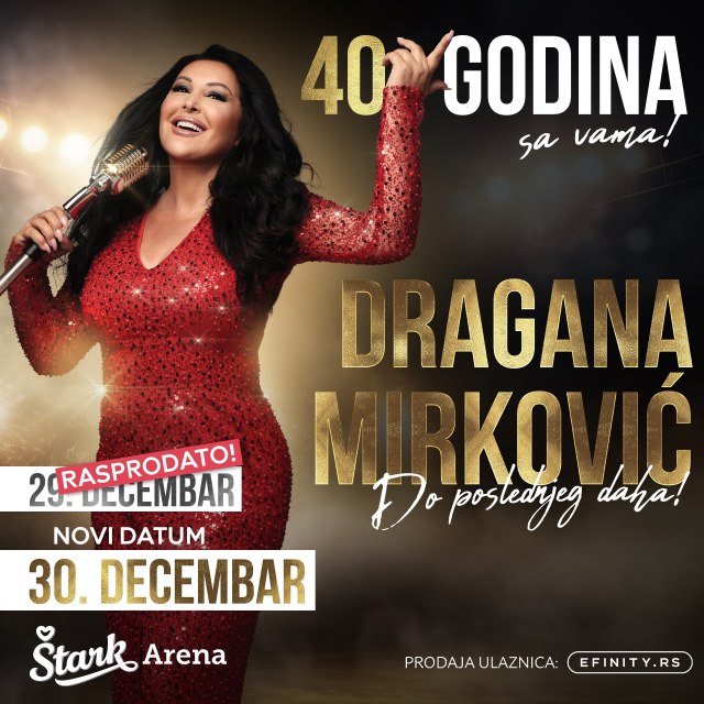 Rasprodala arenu bez reklame: Dragana Mirković zakazala drugi koncert