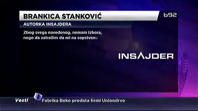 Brankica Stanković traži ukidanje obezbeđenja