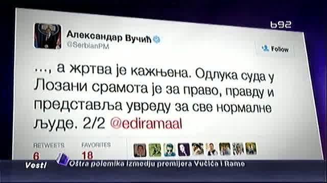 “Rat“ Vučića i Rame na Tviteru