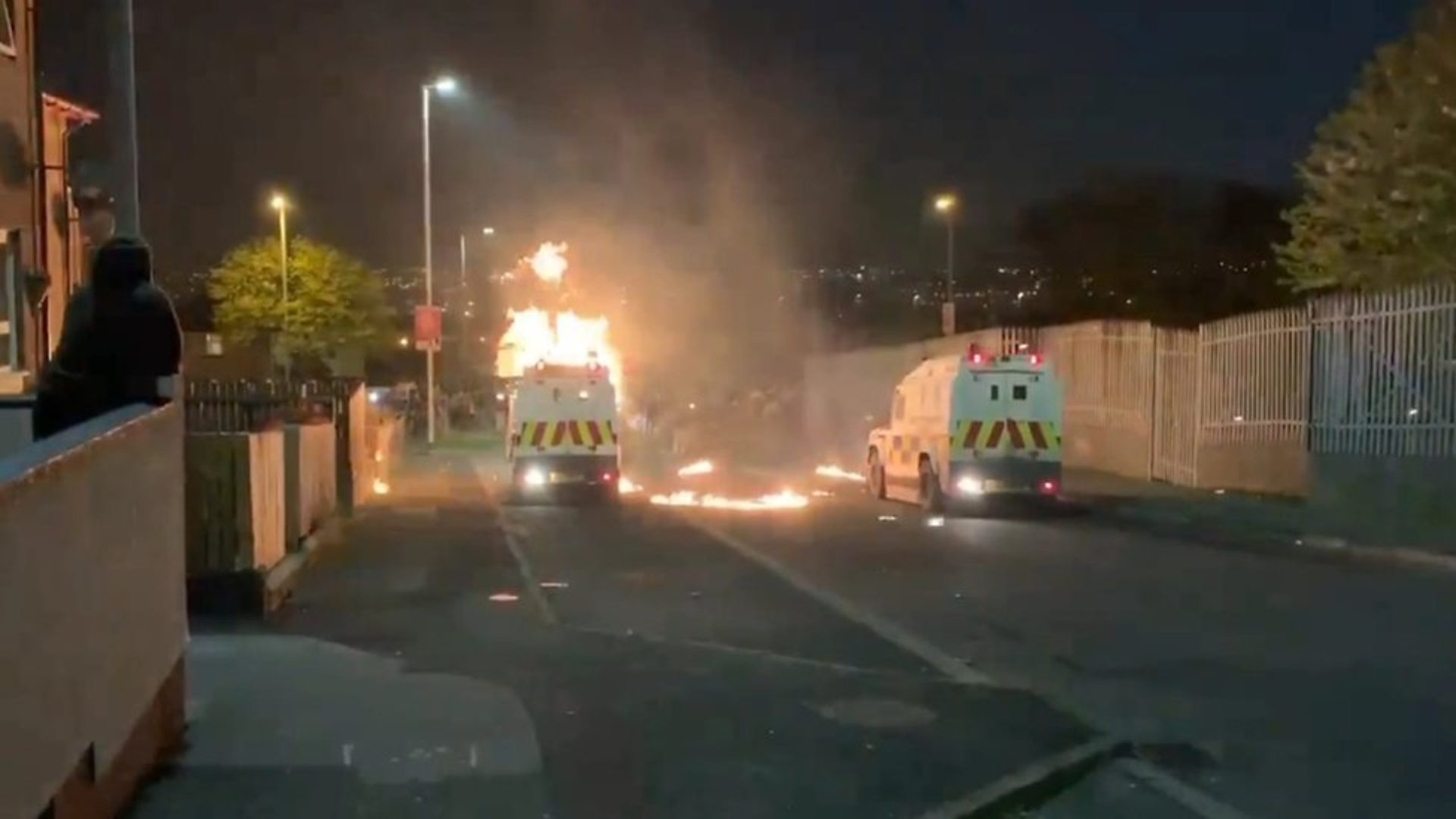 Police attacked with petrol bombs