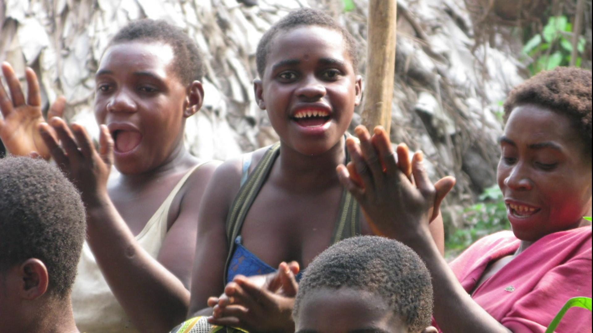 Bayaka women singing in Congo rainforest