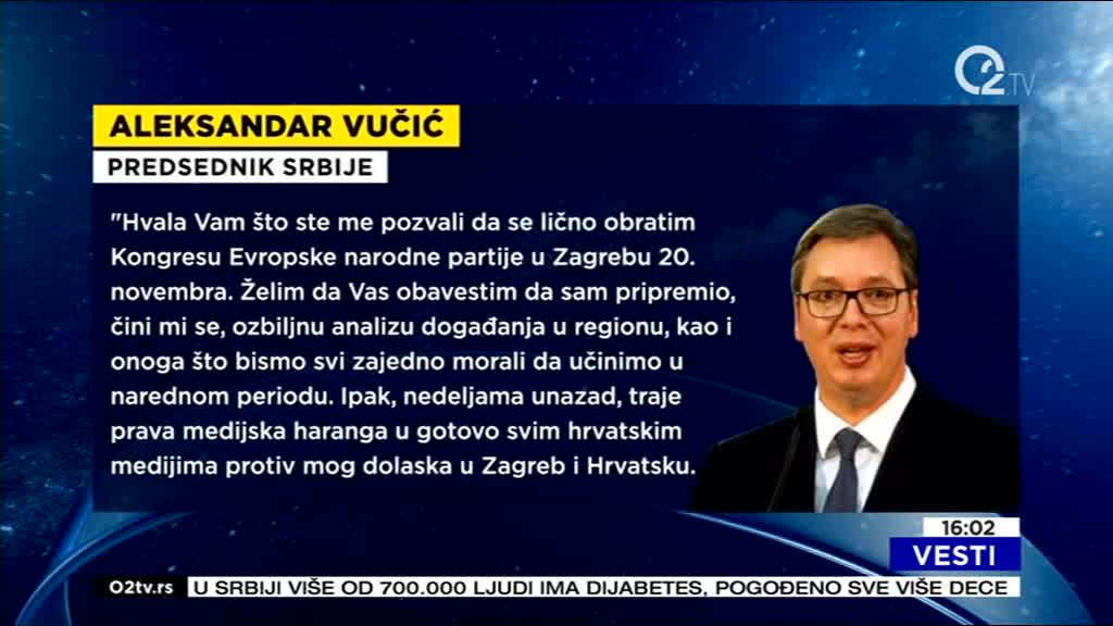 Predsednik Srbije odlučio da ne putuje u Zagreb