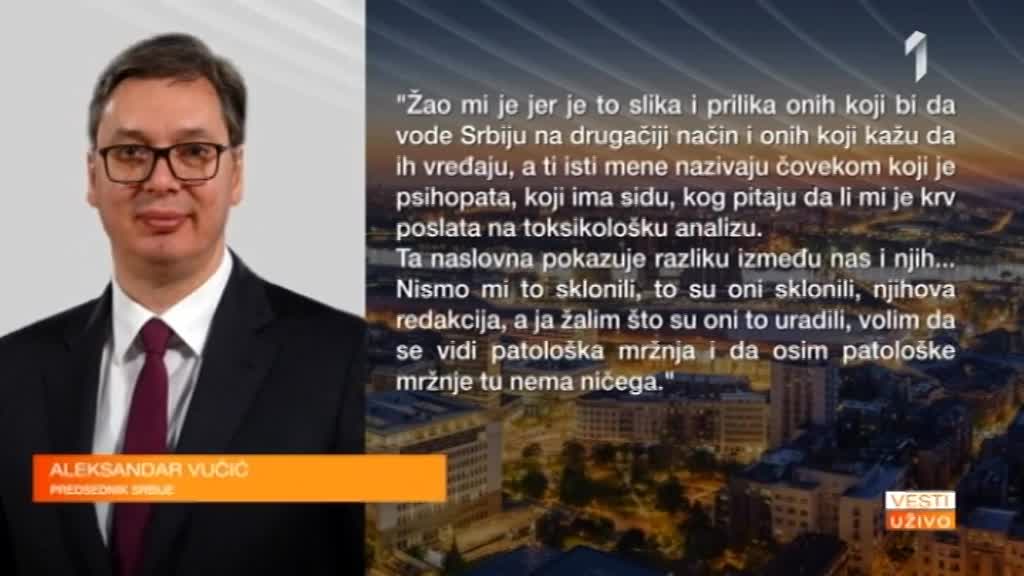 Vučić o naslovnoj strani NIN-a