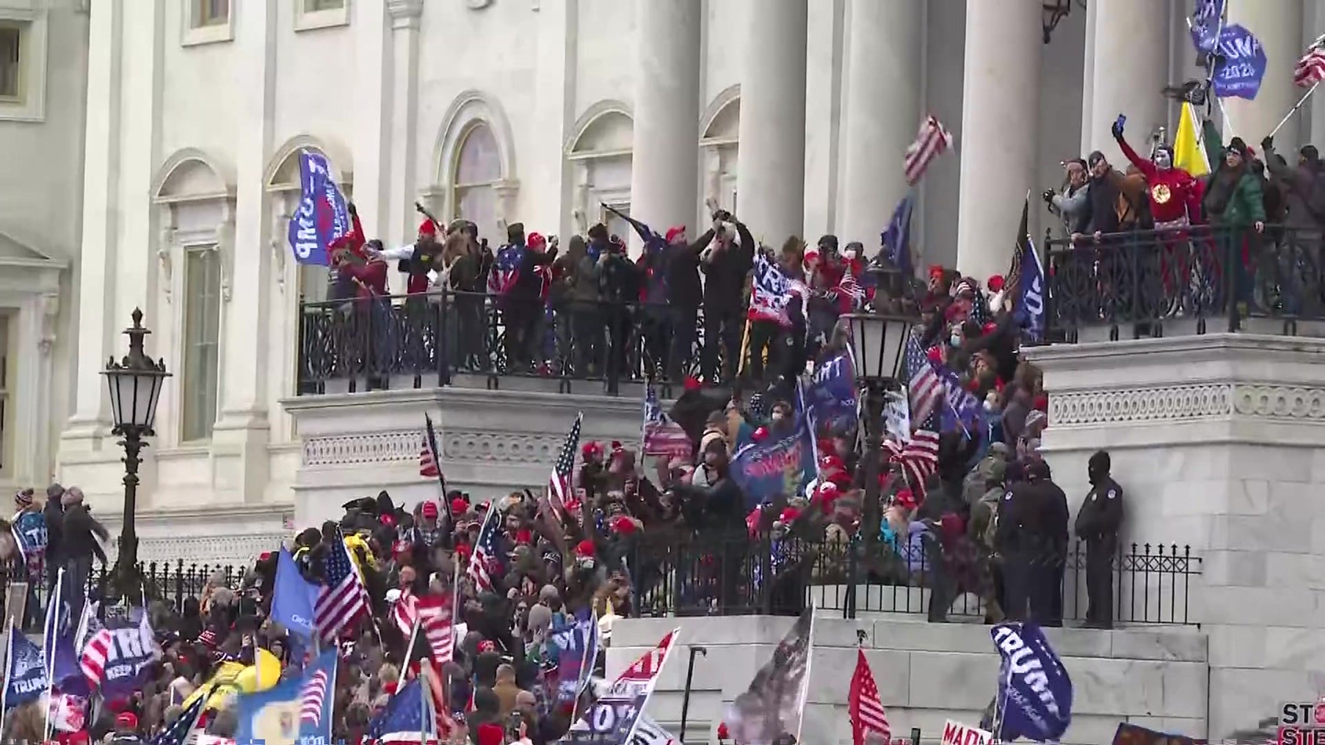 Moment protesters storm US Capitol Building