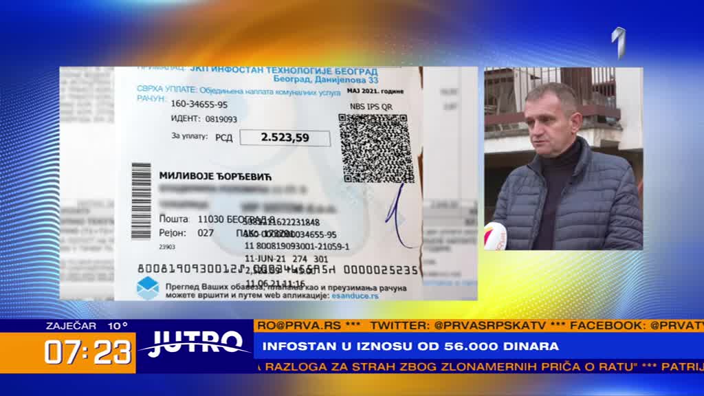 Beograðanin dobio raèun za Infostan od skoro 56.000 dinara