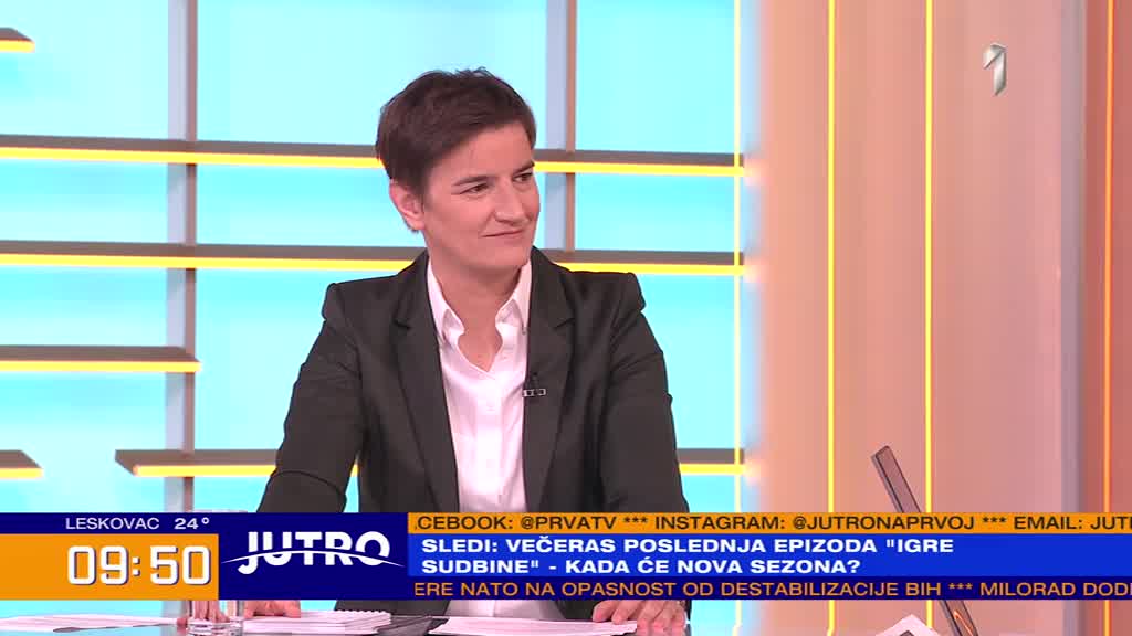 Premijerka Srbije Ana Brnabić gost Jutarnjeg programa