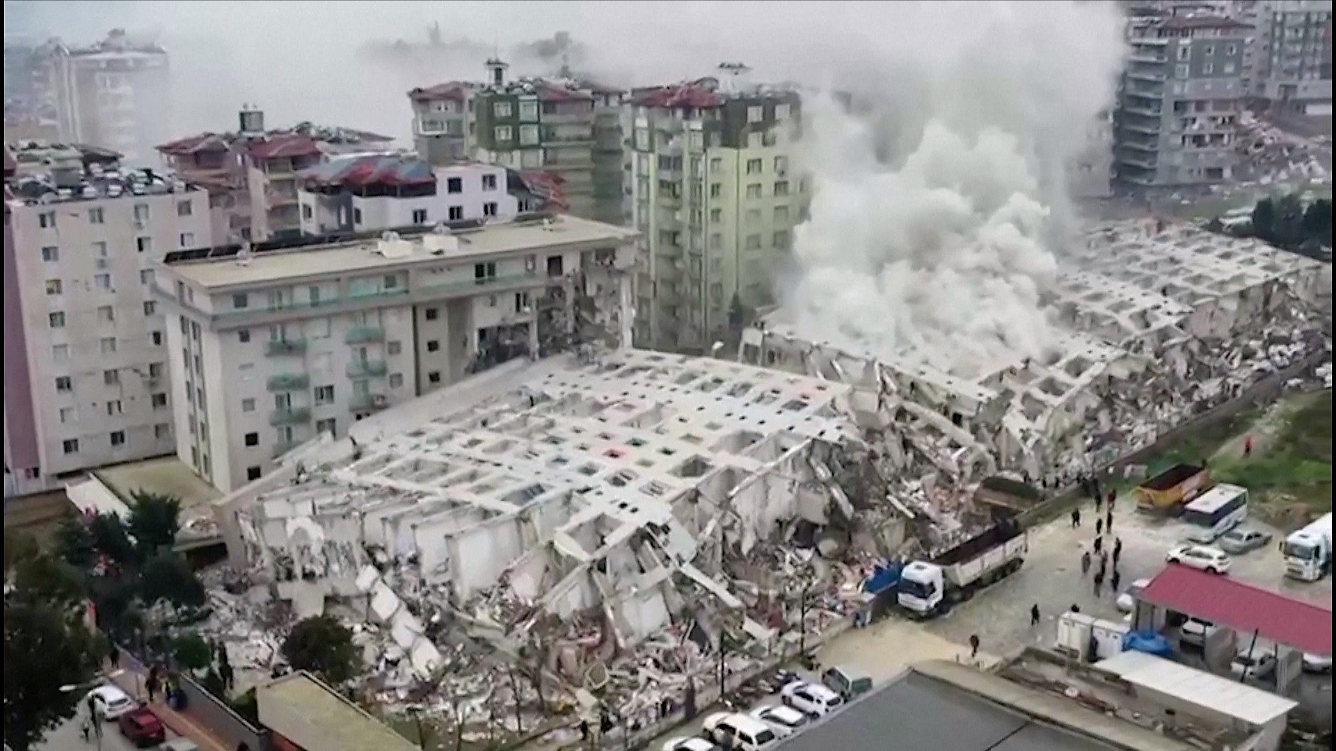 Drone footage shows earthquake aftermath in Turkey