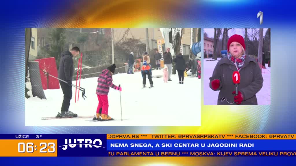 Okolina Jagodine bez snega, a u gradu se deca sankaju i skijaju